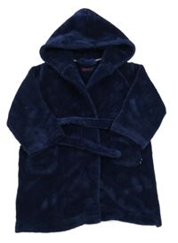 Tmavomodrý plyšový župan s kapucí JASPER CONRAN