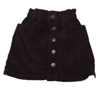 Tmavohnědá paper bag manšestrová sukně George