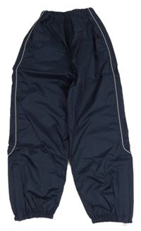 Tmavomodré kostkované šusťákové nepromokavé kalhoty s pruhem TCM