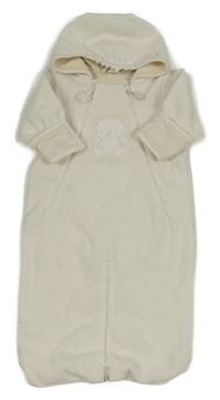 Smetanový fleecový podšitý fusak/kombinéza s medvídkem a kapucí H&M