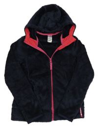 Tmavomodrá plyšová funkční bunda s kapucí Quechua