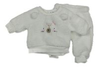 2Set - Bílá huňatá mikina s čumáčkem + turecké kalhoty Ergee