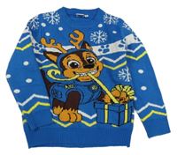 Modro-bílý pletený svetr s PAW PATROL - Chase nickelodeon