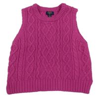 Tmavorůžová vzorovaná pletená crop vesta OVS