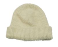 Smetanová žebrovaná vlněná čepice 