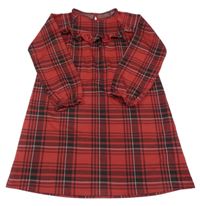 Červeno-černo-bílé kostkované šaty s volánky POCOPIANO