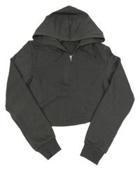 Tmavošedá crop mikina s kapucí New Look