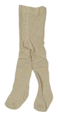 Světlebéžovošedé melírované punčocháče s květy 