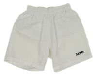 Bílé šusťákové sportovní kraťasy s logem JAKO