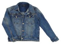 Modrá tepláková riflová bunda s límečkem MANGO