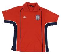 Červeno-tmavomodré sportovní fotbalové tričko England a límečkem UMBRO