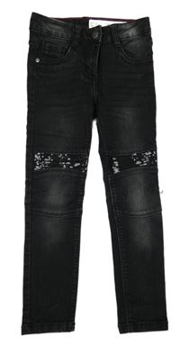 Černé skinny rifle s flitry lupilu