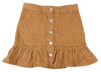 Hnědá manšestrová propínací sukně Matalan