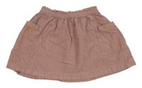 Starorůžová cargo paper bag manšestrová sukně Next