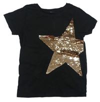 Černé tričko s hvězdičkou s překlápěcími flitry Next