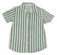 Zeleno-bílá pruhovaná košile s výšivkou H&M