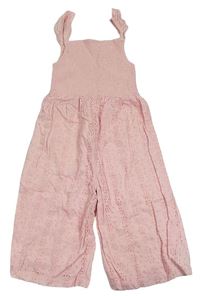 Růžový plátěný culottes overal s madeirou M&Co.