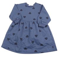 Tmavomodré teplákové šaty se srdíčky H&M