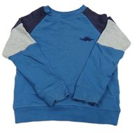 Modro-tmavomodro-šedá mikina s dinosaurem Mothercare