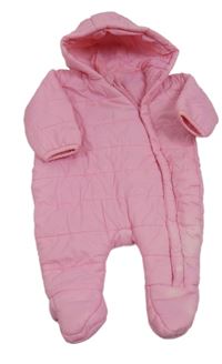 Růžový prošívaná šusťáková zateplená kombinéza s kapucí St. Bernard