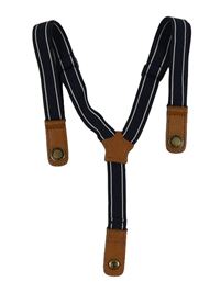 Tmavomodro-bílé pruhované kšandy