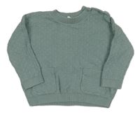 Zelenošedý kostkovaný oversize svetr s kapsami Next