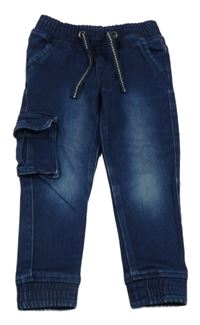 Tmavomodré teplákové cuff rifle s kapsou Lupilu