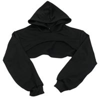 Černá crop mikina s kapucí Shein