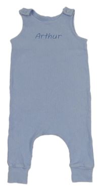 Světlemodré žebrované laclové tepláky s nápisem