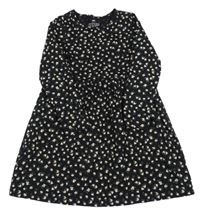 Černé květované bavlněné šaty H&M