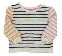 Bílo-tmavomodro-růžová pruhovaná mikina So Cute