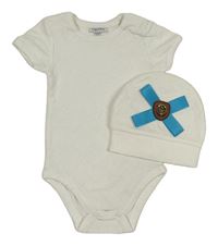2set - Bílé body + bavlněná čepice s mašlí s nášivkou