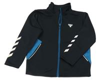 Černo-petrolejová sportovní propínací mikina s logem Hummel