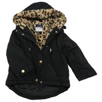 Černá šusťáková zimní bunda s kapucí Kiabi