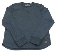 Tmavomodré melírované mikinotriko s knoflíky Tom Tailor