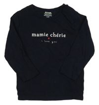 Tmavomodré triko s nápisem Kiabi