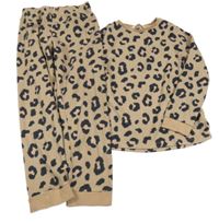 Hnědé fleecové pyžamo s leopardím vzorem M&S