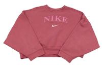 Vínová crop mikina s logem Nike