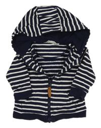 Tmavomodro-bílá pruhovaná propínací mikina s kapucí John Lewis