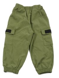 Khaki šusťákové cargo cuff kalhoty Shein