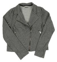 Tmavošedý melírovaný teplákový propínací crop křivák H&M