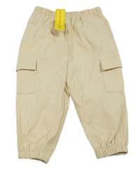 Nové - Béžové šusťákové cargo cuff kalhoty Shein