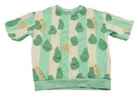Zeleno-béžové pruhované teplákové tričko s hruškami H&M