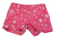 Tmavorůžové plavkové plenkové kalhoty s motýly