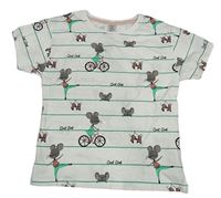 Bílo-zelené pruhované tričko s myškami Little Kids