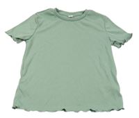 Zelené žebrované tričko Shein