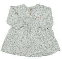 Nové - Bílo-světlemodré květované šaty s knoflíky F&F