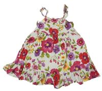 Smetanovo-barevné květované plátěné šaty GAP