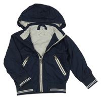 Tmavomodrá šusťáková jarní bunda s kapucí H&M