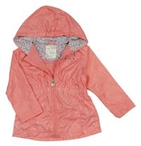 Růžová puntíkatá šusťáková jarní parka s kapucí Zeeman